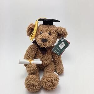 Russ Brown Graduation Teddy Bear, Grad Hat and Scroll, New with Tags (6 inch)